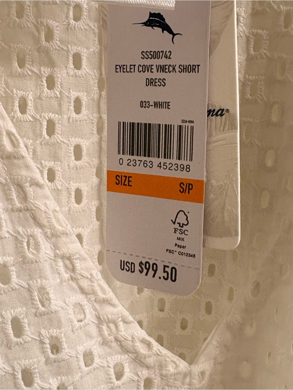 NWT Tommy Bahama Eyelet Cove V-neck Short Dress Swimsuit Cover Up White S - Picture 6 of 9
